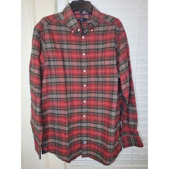 Cremeieux Classics Red & Green Plaid Long Sleeve Button-Down Shirt LT - Picture 1 of 6